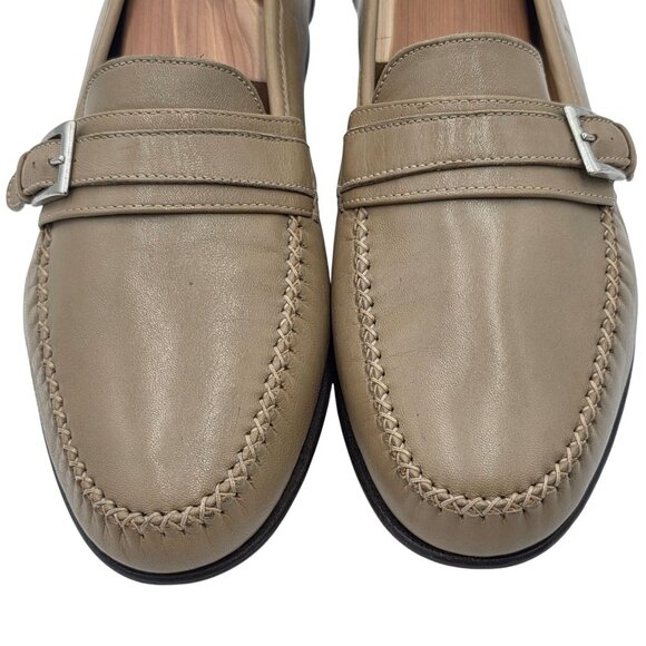 NEW Vintage Bruno Magli Italy Tan Leather Dress Shoes Men 12M Moc Buckle Loafers main image 8